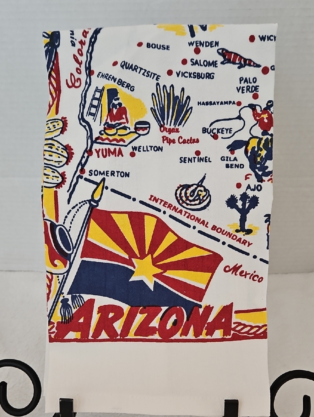 Arizona Souvenir Flour Sack Cotton Kitchen Towel with State Flag State Motif